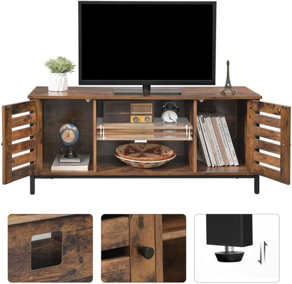 TV-stativ / TV-bänk med hyllor, förvaringsskåp Industriellstil 110x40x50 cm