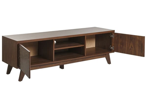 TV-taso tumma puu 45 x 40 x 140 cm MDF-levyä kaapeilla ja hyllyillä retro-tyyli
