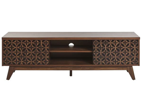 TV-taso tumma puu 45 x 40 x 140 cm MDF-levyä kaapeilla ja hyllyillä retro-tyyli