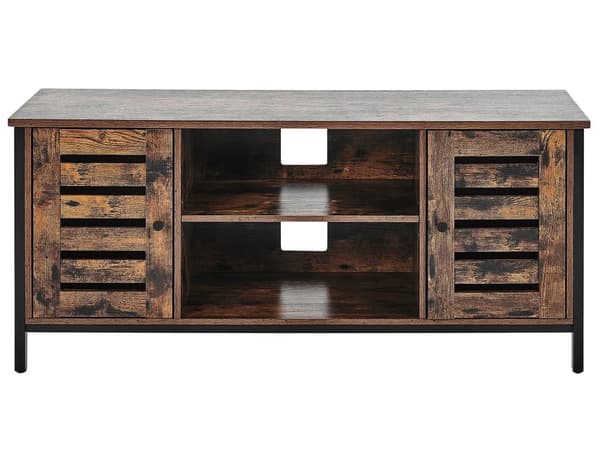 TV-taso tumma puu/ruskea metalli runko 110 x 50 x 40 cm 2 ovea industriaalinen tyyli