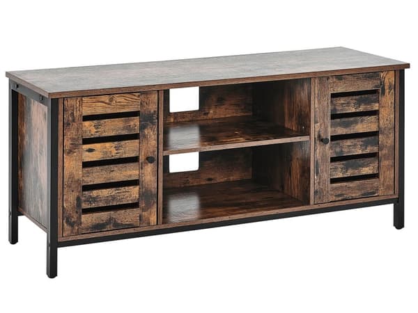 TV-taso tumma puu/ruskea metalli runko 110 x 50 x 40 cm 2 ovea industriaalinen tyyli