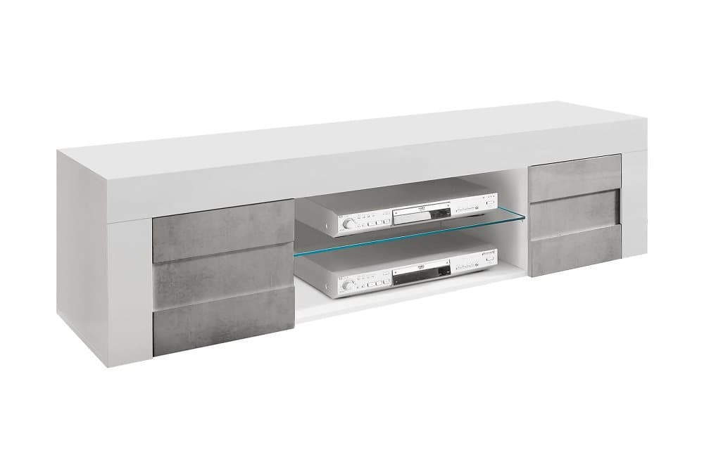 BASE TV-bänk 181 Hylla 2 Dörrar Vit/Betongloook