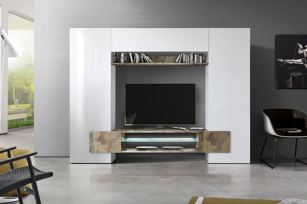 READING Mediamöbel 258 Vit/Brun