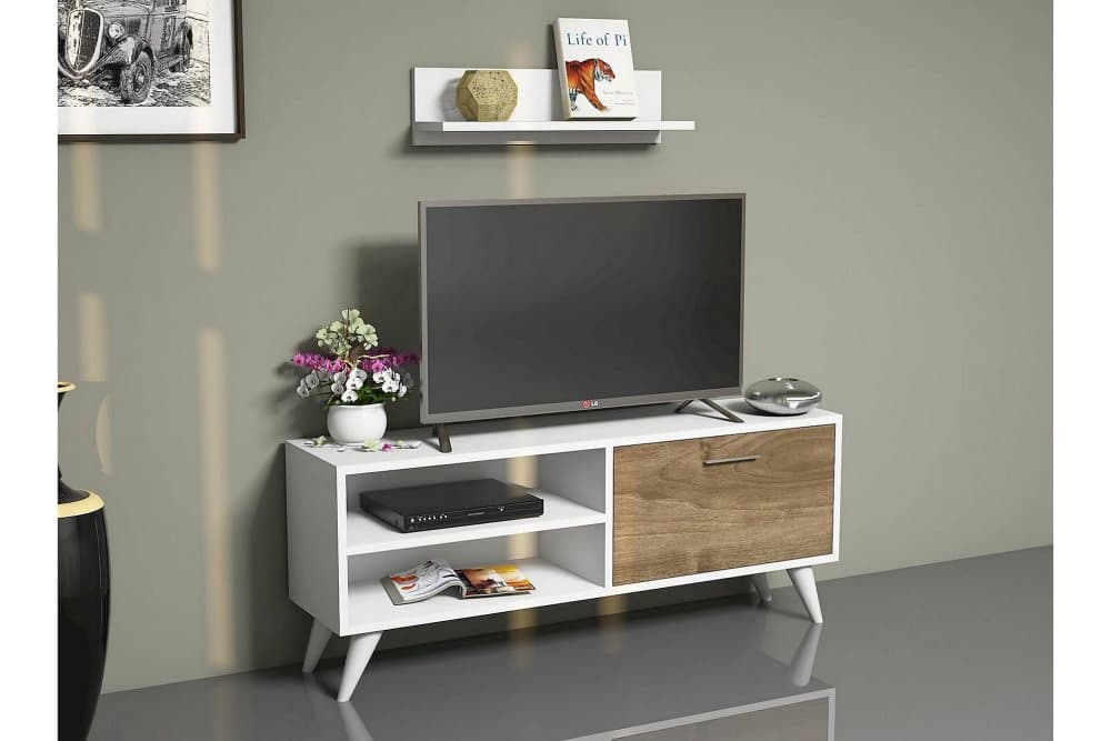 PARTY TV-bänk Vit/Brun