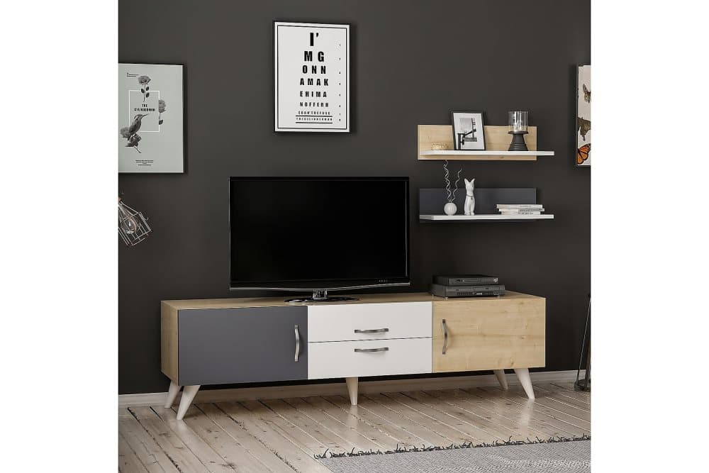 ONLY TV-bänk Vit/Brun/Svart