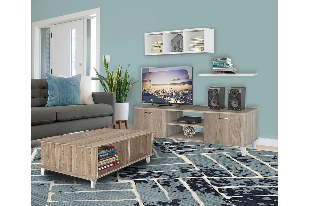 ARDIN TV-bänk Brun/Vit