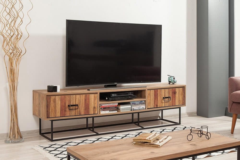 WARTA Tv-bänk 180 cm Panel Trä/Svart