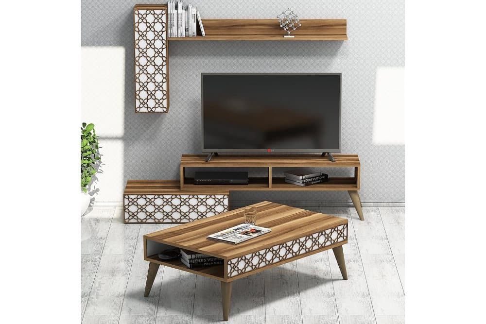 VARRED TV-Möbelset 150 cm Brun/Vit