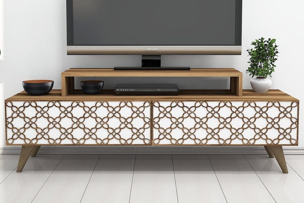 VARRED TV-Bänk 140 cm Brun/Vit