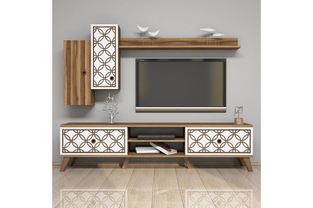 VARRED TV-Möbelset 180 cm Brun/Vit