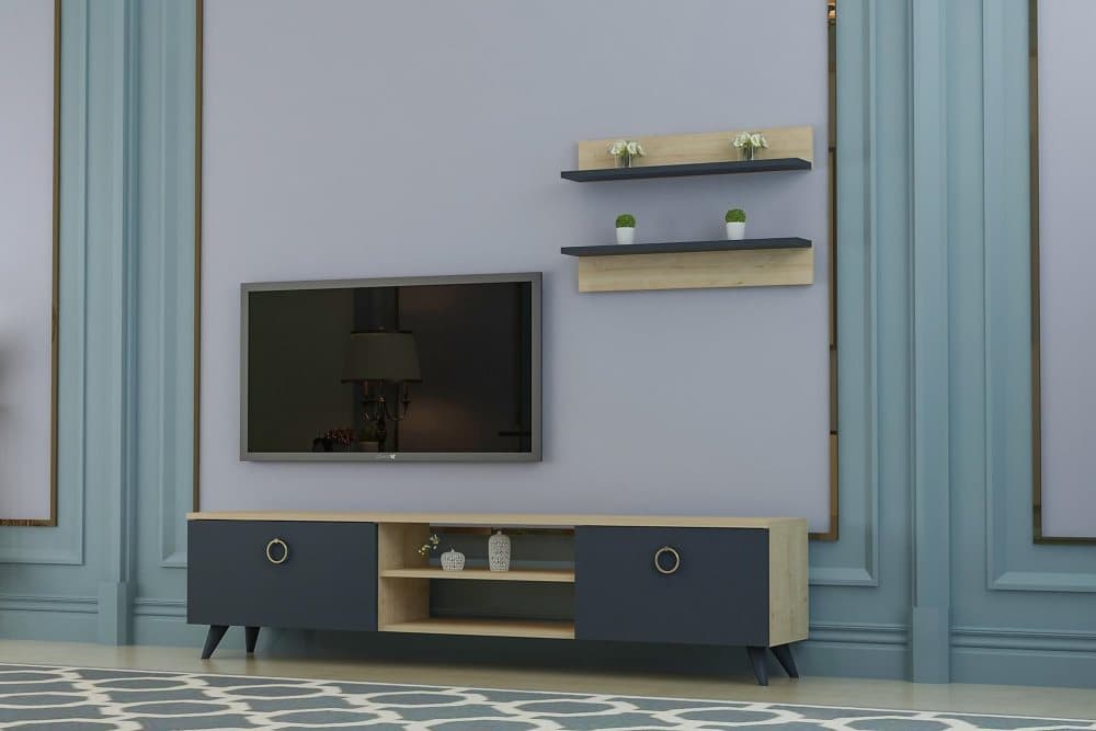 KNOWES TV-Möbelset 150 cm Ek/Antracit