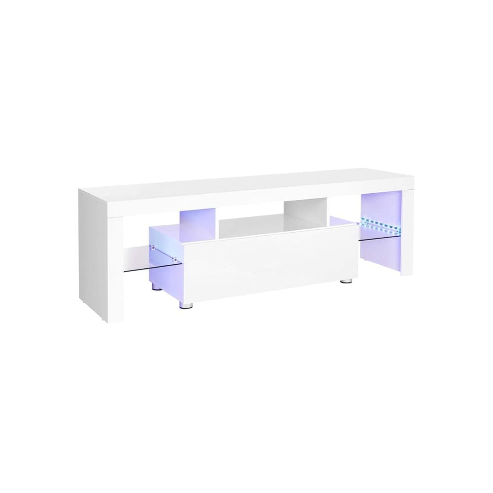 Segenn's Luxe TV skåp - TV skåp - media möbler - skåp med LED-belysning - vit - 140 x 35 x 45 cm
