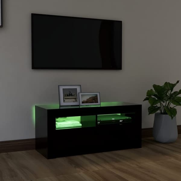 vidaXL TV-taso LED-valoilla musta 90x35x40 cm
