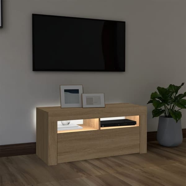 vidaXL TV-taso LED-valoilla Sonoma-tammi 90x35x40 cm