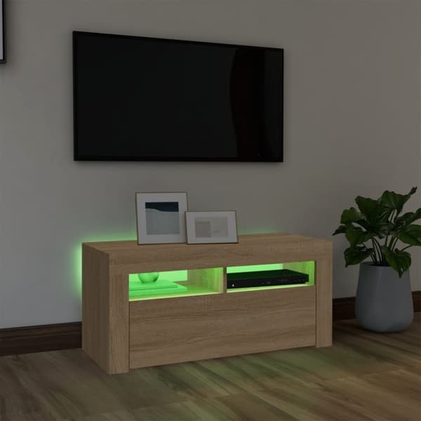 vidaXL TV-taso LED-valoilla Sonoma-tammi 90x35x40 cm