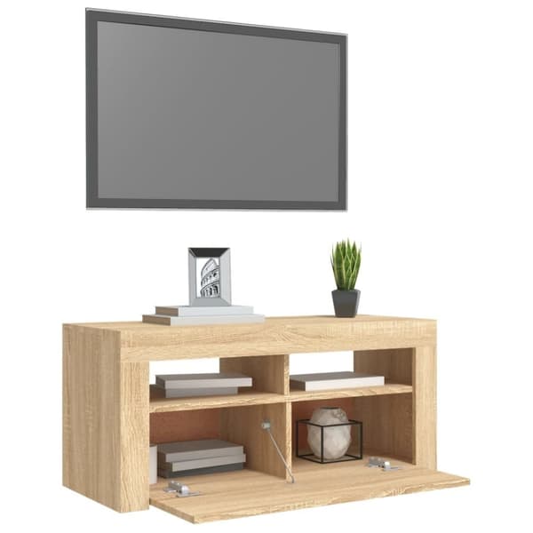 vidaXL TV-taso LED-valoilla Sonoma-tammi 90x35x40 cm
