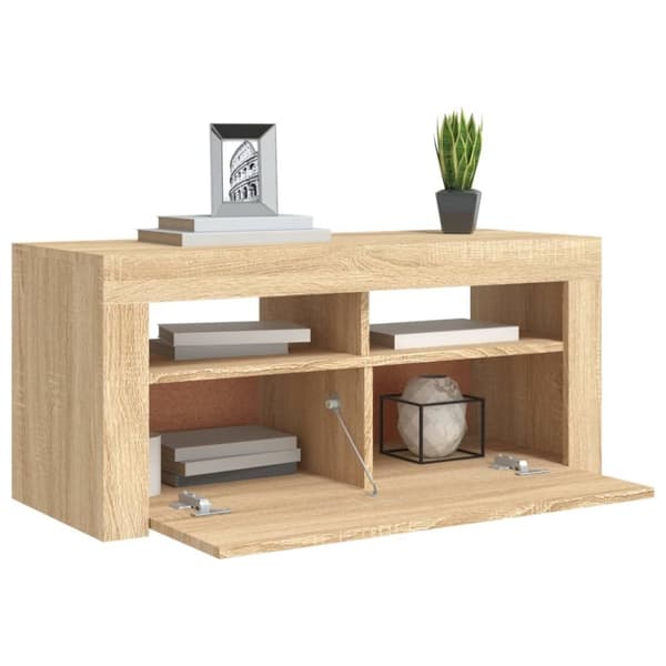 vidaXL TV-taso LED-valoilla Sonoma-tammi 90x35x40 cm