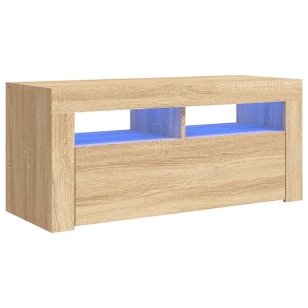 vidaXL TV-taso LED-valoilla Sonoma-tammi 90x35x40 cm
