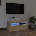 Pikkukuva 1 / 11: vidaXL TV-taso LED-valoilla Sonoma-tammi 90x35x40 cm
