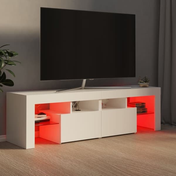 vidaXL tv-bord med LED-lys 140x36,5x40 cm hvid