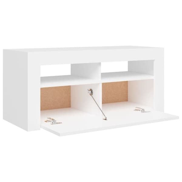 vidaXL TV-benk med LED-lys hvit 90x35x40 cm