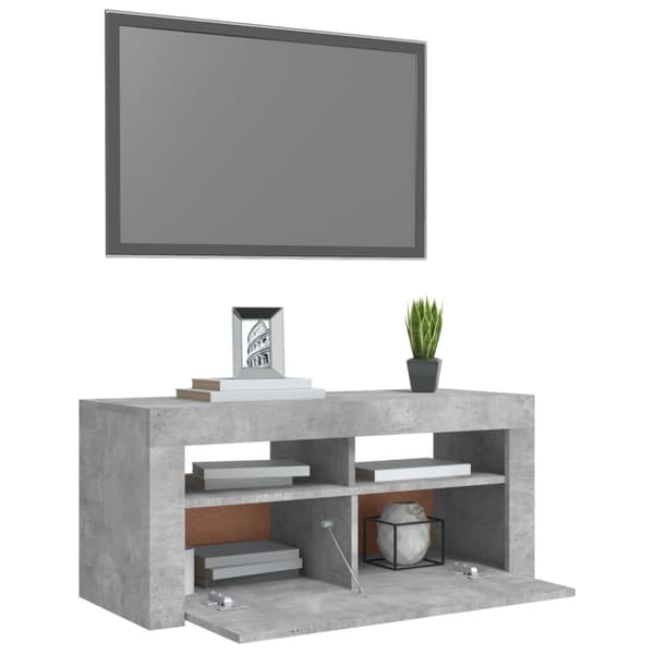 vidaXL TV-bänk med LED-belysning betonggrå 90x35x40 cm