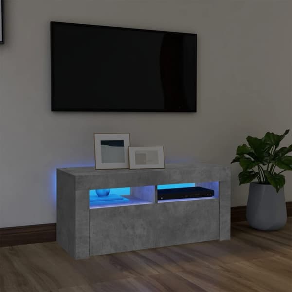 vidaXL TV-bänk med LED-belysning betonggrå 90x35x40 cm