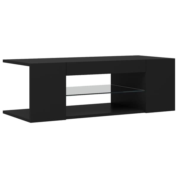 vidaXL TV-benk med LED-lys svart 90x39x30 cm