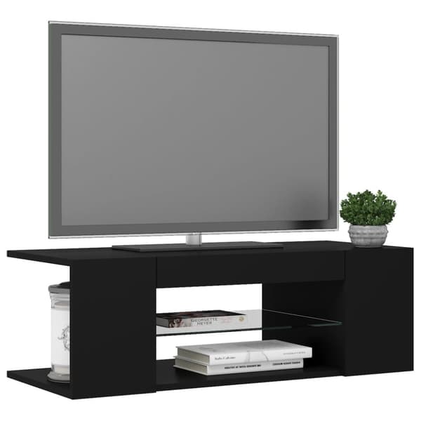 vidaXL TV-benk med LED-lys svart 90x39x30 cm