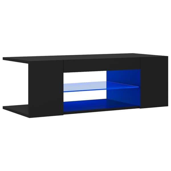 vidaXL TV-benk med LED-lys svart 90x39x30 cm