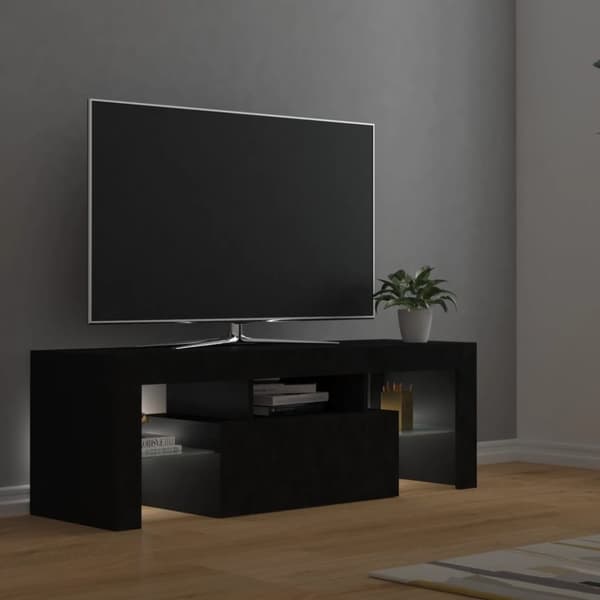 vidaXL TV-bänk med LED-belysning svart 120x35x40 cm