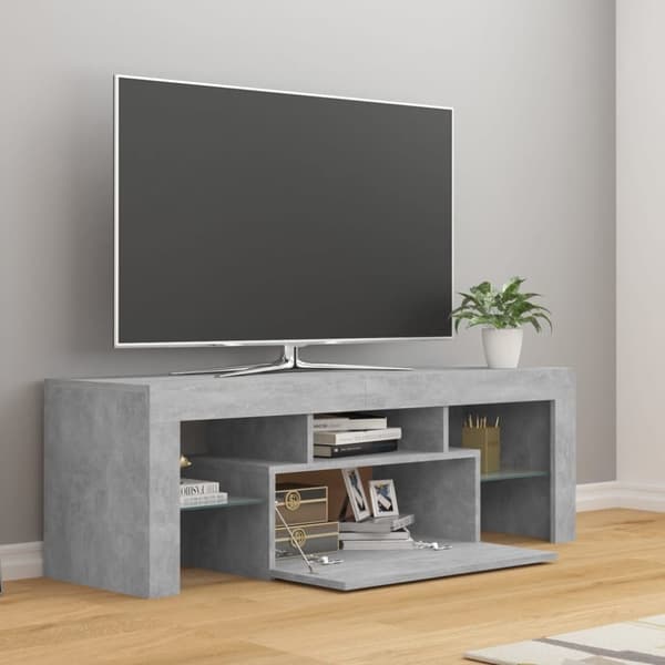 vidaXL TV-bänk med LED-belysning betonggrå 120x35x40 cm