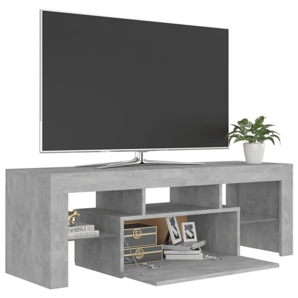 vidaXL TV-bänk med LED-belysning betonggrå 120x35x40 cm