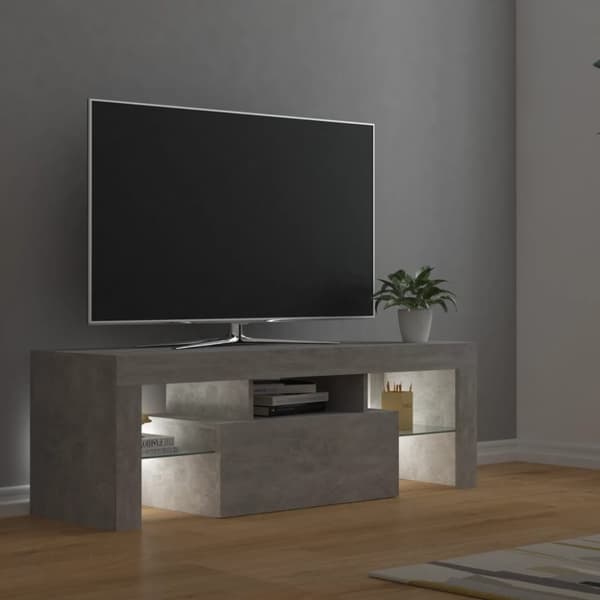 vidaXL TV-bänk med LED-belysning betonggrå 120x35x40 cm