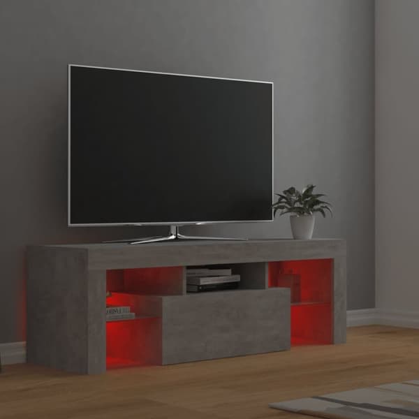 vidaXL TV-bänk med LED-belysning betonggrå 120x35x40 cm