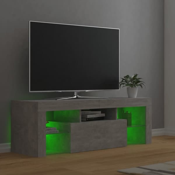 vidaXL TV-bänk med LED-belysning betonggrå 120x35x40 cm