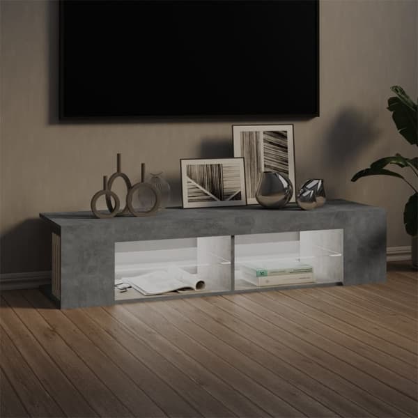 vidaXL TV-benk med LED-lys betonggrå 135x39x30 cm