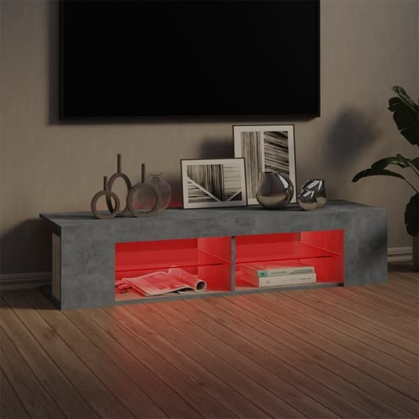 vidaXL TV-benk med LED-lys betonggrå 135x39x30 cm