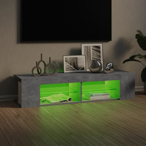 vidaXL TV-benk med LED-lys betonggrå 135x39x30 cm