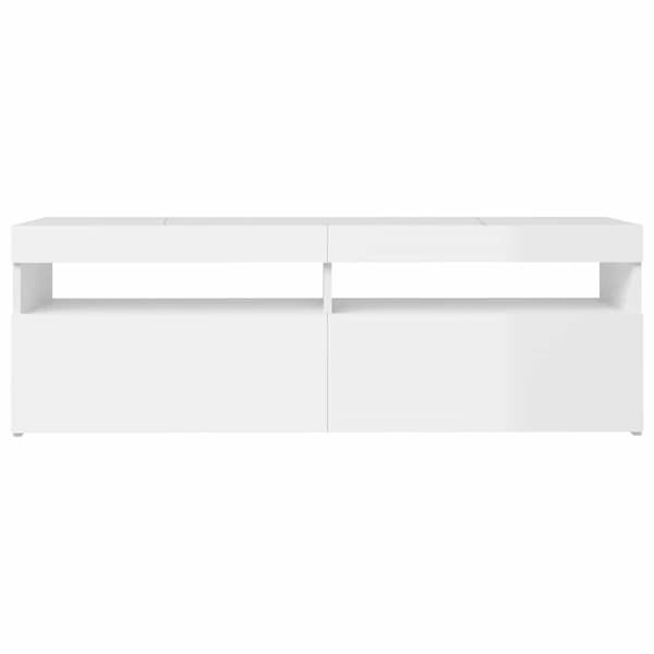 vidaXL TV-benk med LED-lys høyglans hvit 120x35x40 cm