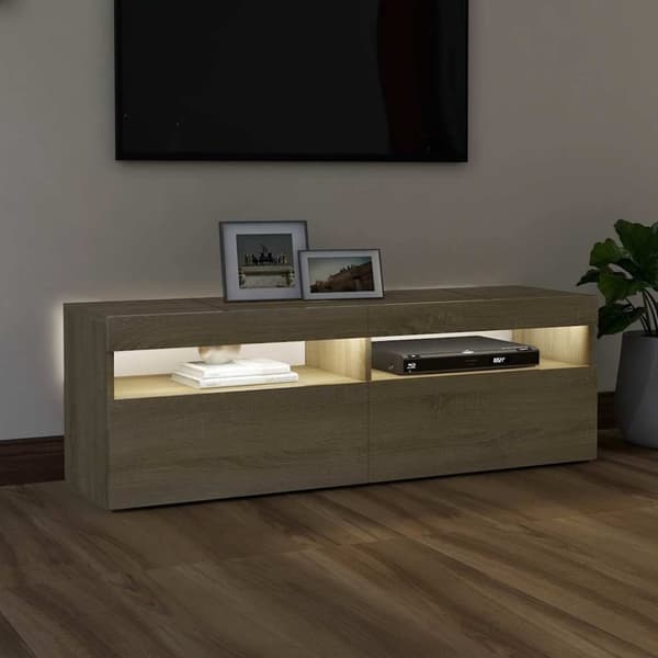 vidaXL TV-benk med LED-lys sonoma eik 120x35x40 cm