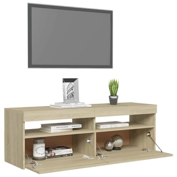 vidaXL TV-benk med LED-lys sonoma eik 120x35x40 cm