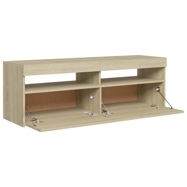 vidaXL TV-benk med LED-lys sonoma eik 120x35x40 cm