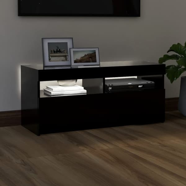 vidaXL TV-benk med LED-lys svart 90x35x40 cm