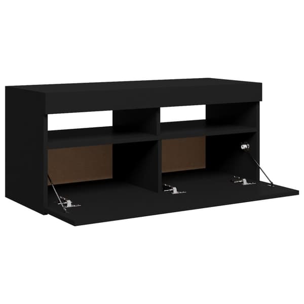 vidaXL TV-benk med LED-lys svart 90x35x40 cm