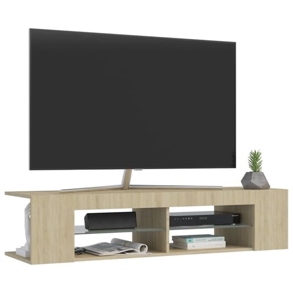 vidaXL TV-benk med LED-lys sonoma eik 135x39x30 cm