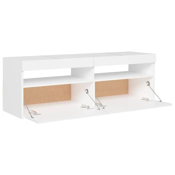 vidaXL TV-benk med LED-lys hvit 120x35x40 cm