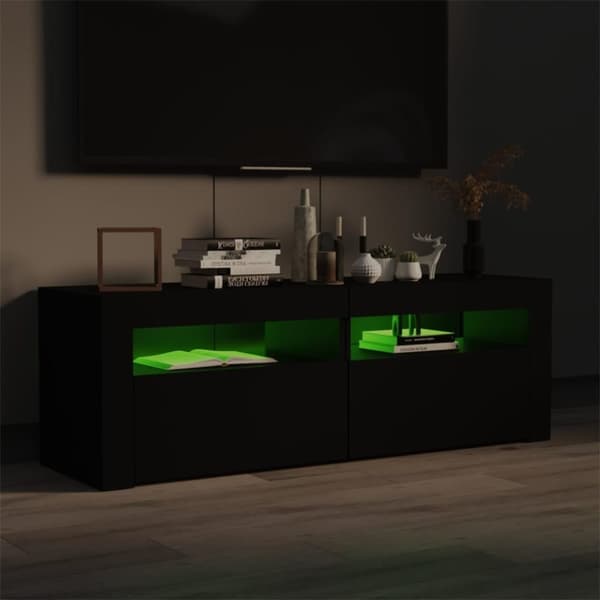 vidaXL tv-bord med LED-lys 120x35x40 cm sort