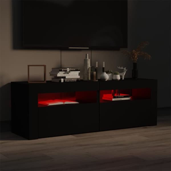 vidaXL tv-bord med LED-lys 120x35x40 cm sort
