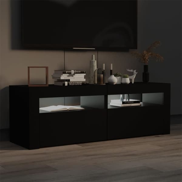 vidaXL tv-bord med LED-lys 120x35x40 cm sort